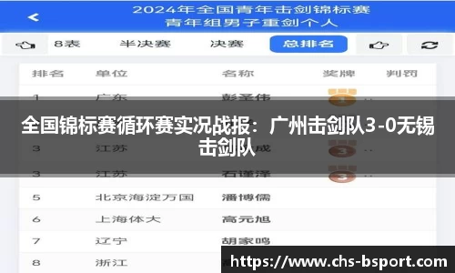 全国锦标赛循环赛实况战报：广州击剑队3-0无锡击剑队